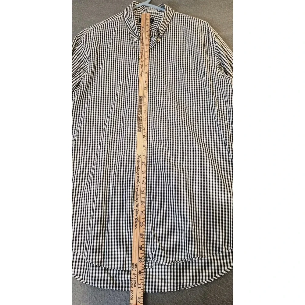 LANDS END Large 16 - 33 MENS SHIRT TRADITIONAL FIT Black Gingham Button Down‎